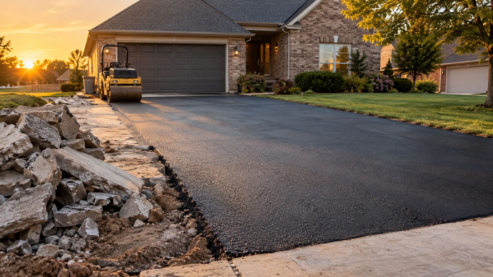 concrete to asphalt conversion in progress on a Springfield MO residential driveway