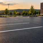 freshly striped commercial parking lot with crisp white stall lines in Springfield MO