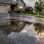 standing water pooling on an asphalt driveway with drainage problems in Springfield MO