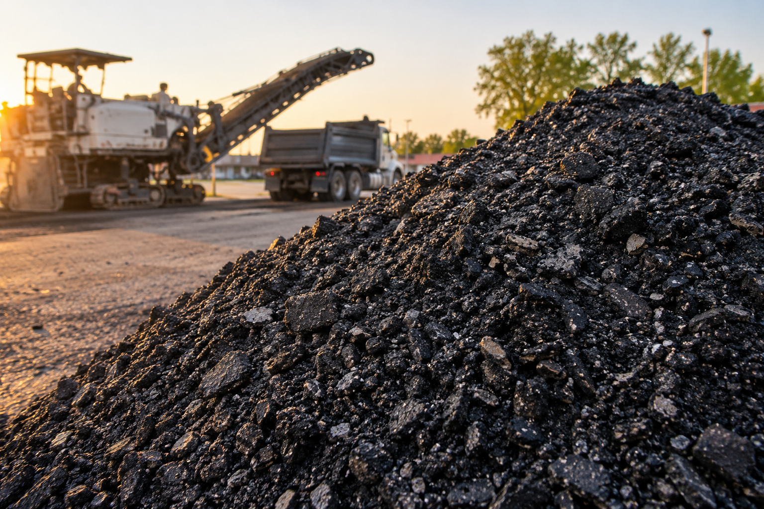 pile of recycled asphalt millings from a Springfield MO paving and milling job